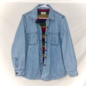 Vintage 90s Woolrich Denim Fleece Lined Shacket / Barn Chore Jacket